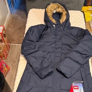 Helly Hansen Dark Blue Puffer Coat with Fur Hood